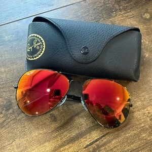 Ray-Ban Aviator Sunglasses with Orange Lenses